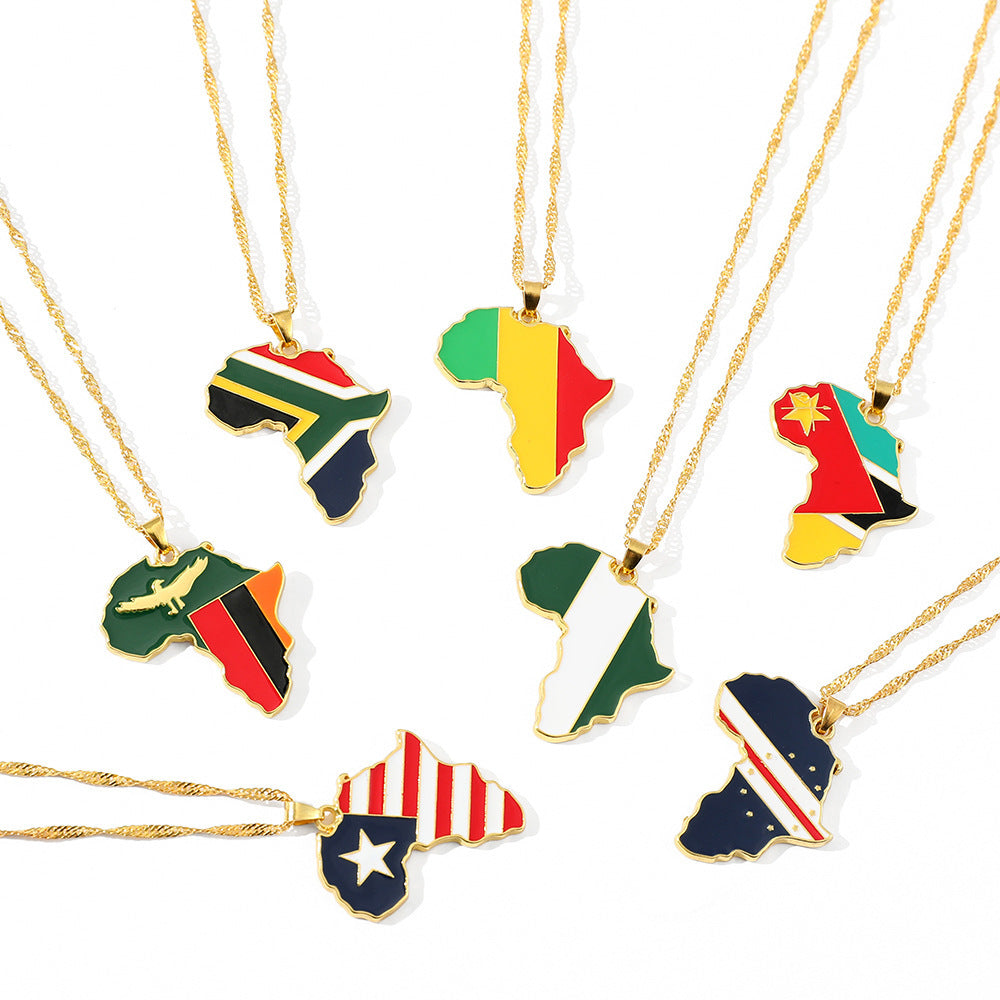 Fashion Map African Pendant Necklace